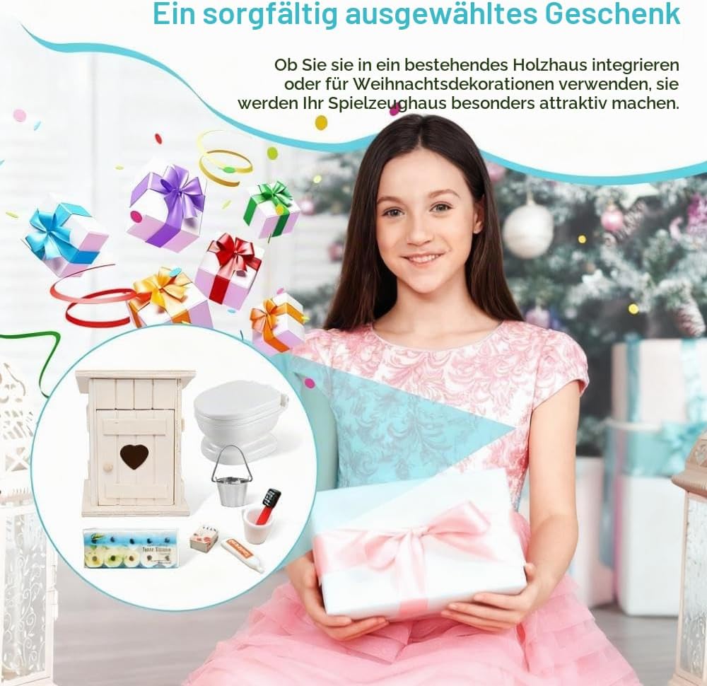 8 Stück Miniatur Toilettenhäuschen Miniatur Deko Badezimmer Puppenhaus Zubehör Wichtel Zubehör Minia