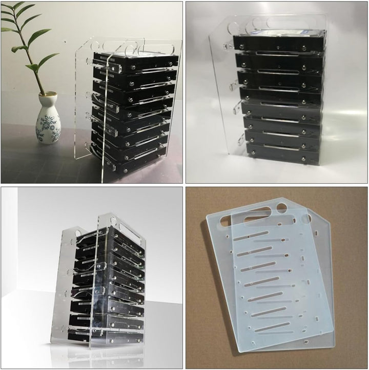 Kisangel Transparentes 3,5 Zoll Acryl Festplatten Rack mit 8 Lagen für Einfache Montage und Wärmeabl