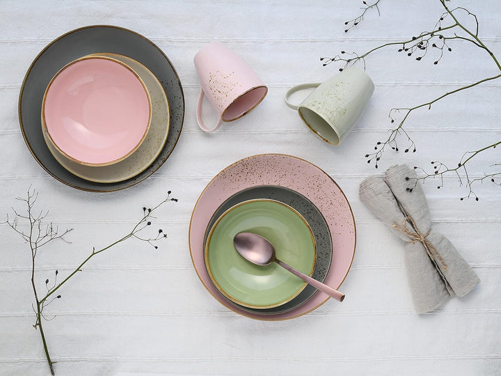 CreaTable, 20298, Serie Nature Collection VINTAGE GARDEN, Geschirrset, Kombiservice 16 teilig Mehrfa
