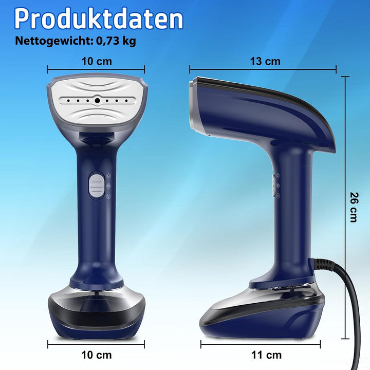 1800W Tragbarer Dampfglätter für Kleidung, 20-Sekunden Aufheizzeit | 2-in-1 Bügeleisen &amp; Faltenentfe
