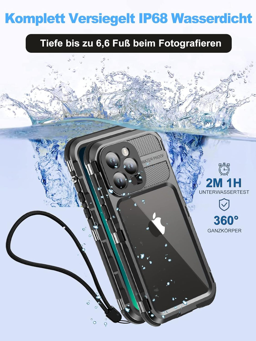 WIFORT für iPhone 13 Pro Hülle wasserdichte,360 Grad Outdoor Schutzhülle mit Kameraschutz Displaysch