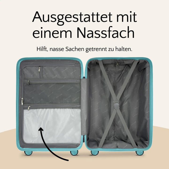 Urban Adventurer Reisekoffer 79L – Grün – Trolley mittelgross Hartschale mit Zahlenschloss & 4 Rolle