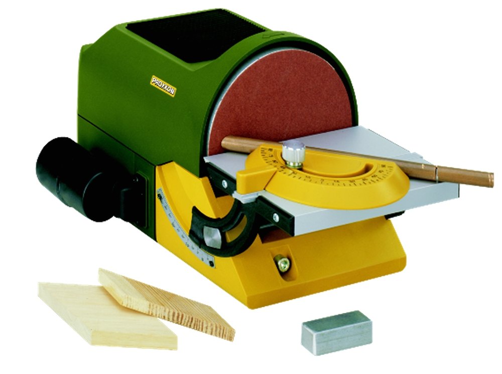 Proxxon Tellerschleifgerät TG 125/E (Schleifteller 125 mm, Tisch verstellbar, mit Winkelanschlag, mi