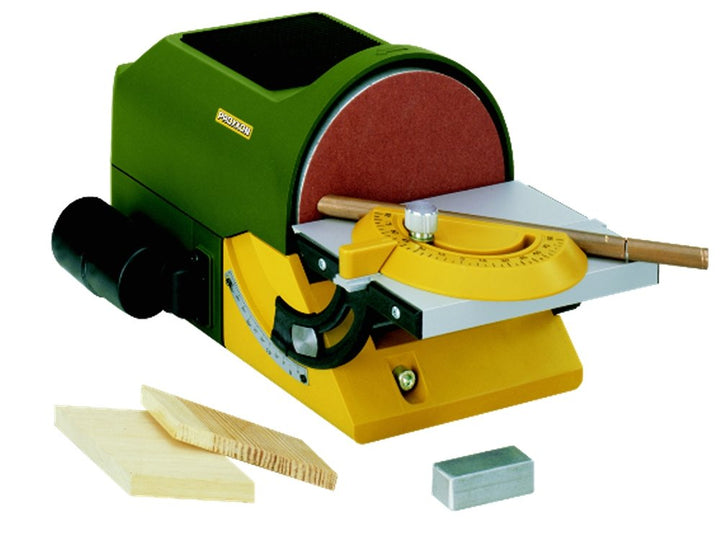 Proxxon Tellerschleifgerät TG 125/E (Schleifteller 125 mm, Tisch verstellbar, mit Winkelanschlag, mi