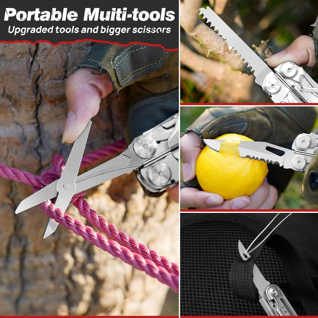 BIBURY Multifunktionale Zange mit Feuerstein &amp; Fensterbrecher, Faltbares Multitools für Männer Ideen