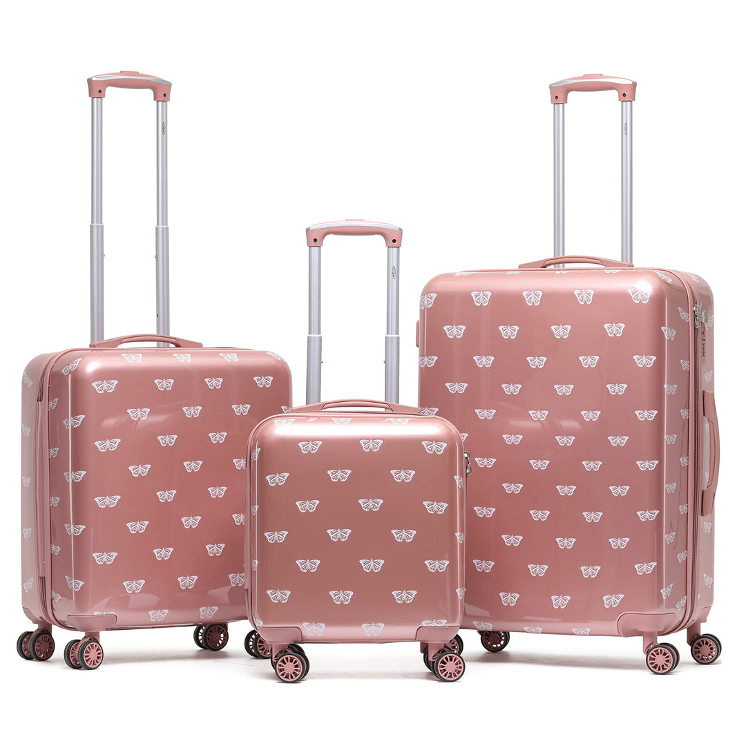 Flight Knight Luggage Set - 8 Wheel Hard Case Suitcases - Side Lock - Cabin & Check-In Large Sizes -