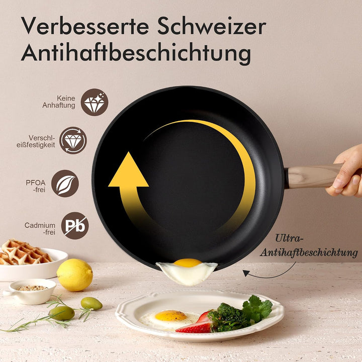 SENSARTE Antihaft Pfanne 28cm, Induktion Tiefe Bratpfanne 28cm/4L, 28cm/4L