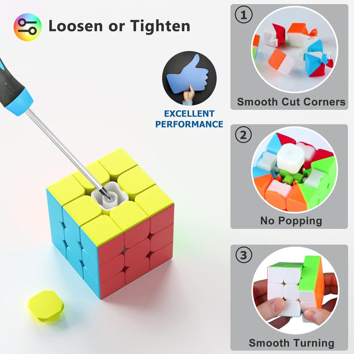 ROXENDA Zauberwürfel Set, Speed Cube Set von 2x2 3x3 4x4 5x5 Speedcube mit Geschenkbox für Kinder, G
