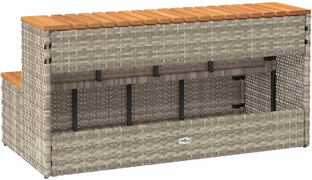 vidaXL Whirlpool-Stufen Hellgrau 100x50x50,5 cm Poly-Rattan und Akazie Hellgrau 100 x 50 x 50.5 cm,