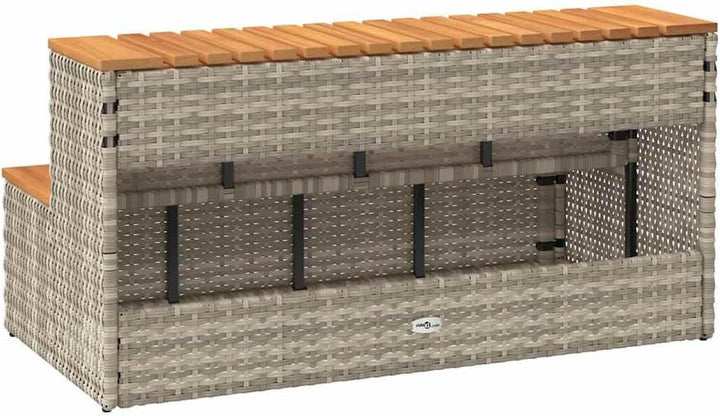 vidaXL Whirlpool-Stufen Hellgrau 100x50x50,5 cm Poly-Rattan und Akazie Hellgrau 100 x 50 x 50.5 cm,