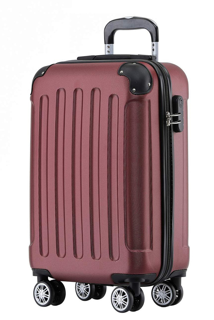 BEIBYE Zwillingsrollen Hardcase Reisekoffer Koffer Trolleys Hartschale in XL-L-M in 14 Farben (Weinr