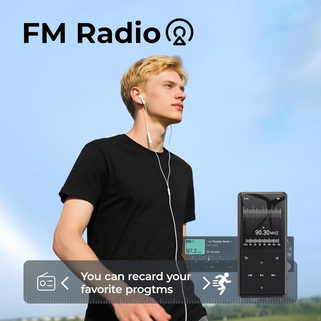 64GB MP3 Player Bluetooth 5.3, mp4-Player, 2,4-Zoll-Bildschirm Tragbarer mp3-Player für Kinder mit e