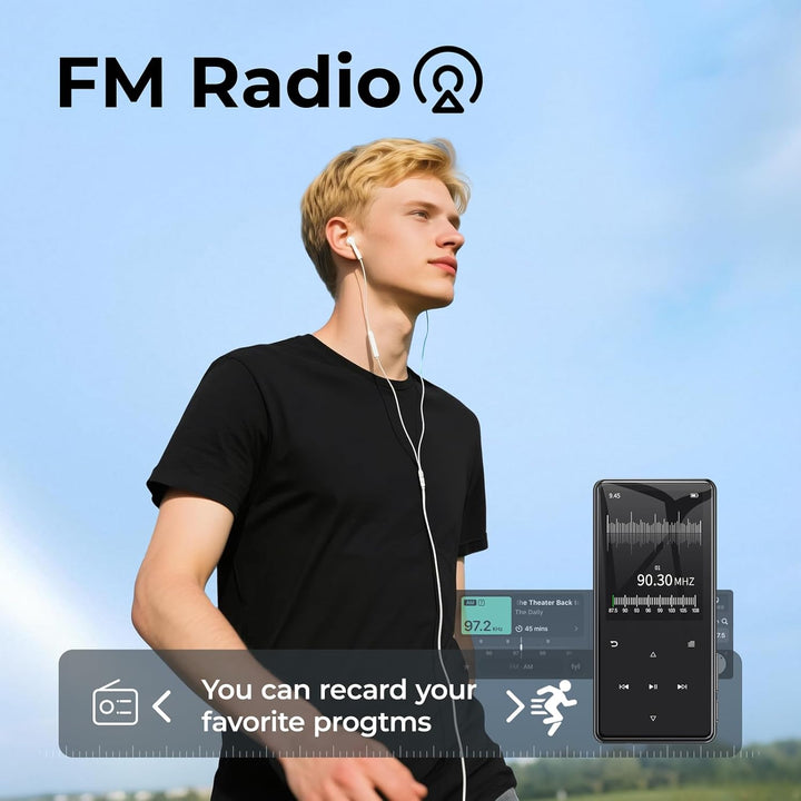 64GB MP3 Player Bluetooth 5.3, mp4-Player, 2,4-Zoll-Bildschirm Tragbarer mp3-Player für Kinder mit e