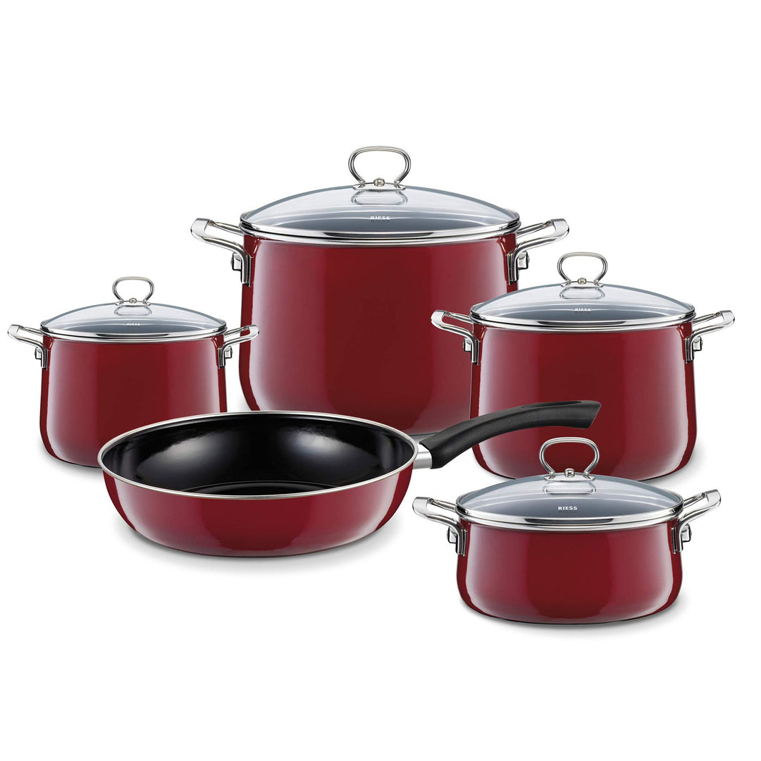 Riess, 0558-008, Emaille-Set 5-teilig, ROSSO, Emaille, Made in Österreich, LBH: 50,0x30,0x40,0cm, 10