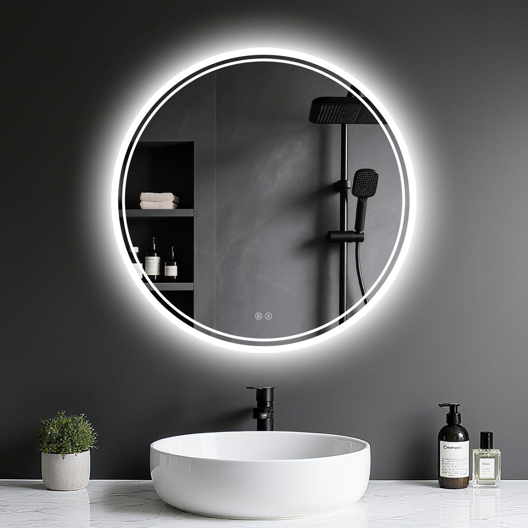 Badspiegel mit Beleuchtung - Badezimmer-Spiegel-LED mit Beschlagfrei, Touch-Schalter, Dimmbar, 3 Lic