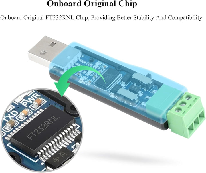 USB to RS232/RS485 Serial Converter Adapter, Onboard Original FT232RNL Chip Stable, Compatible withR