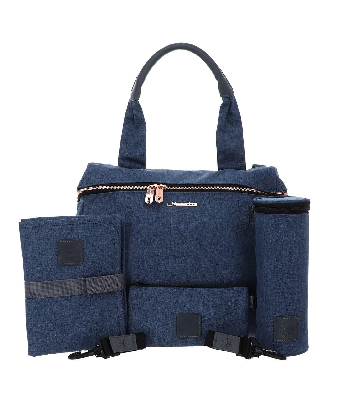 LÄSSIG Baby Wickeltasche Handtasche Stylischer Wickelrucksack inkl. Wickelzubehör/Glam Rosie Bag Bla