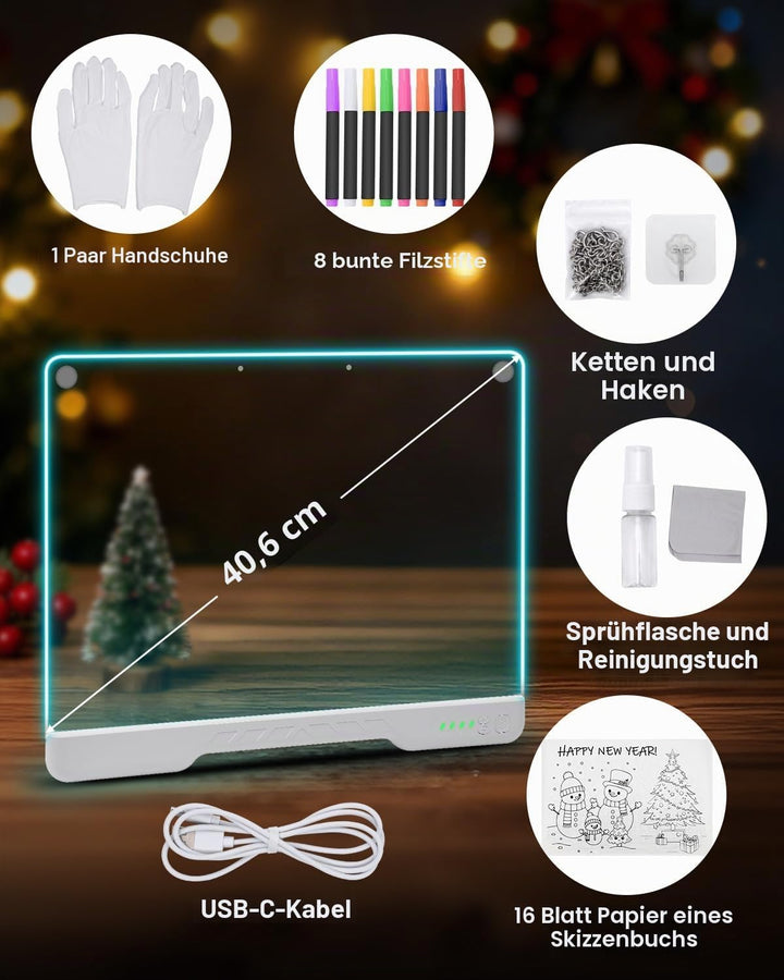 Led Zeichenbrett Kinder Kabellose, ORIA Leuchtendes Maltafel LED Notiztafel Wiederaufladbare, 7 Farb