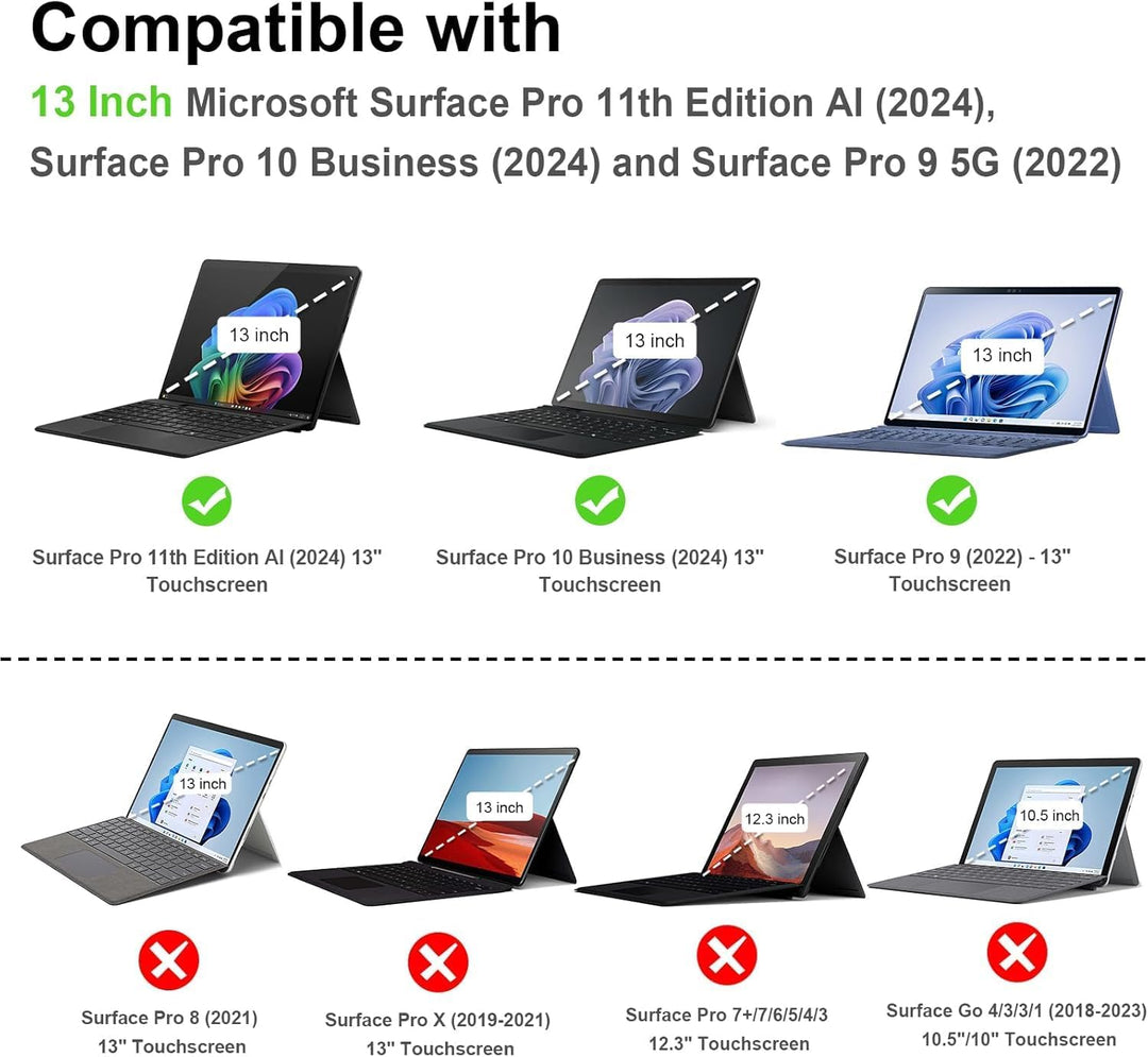 Fintie Hülle für Microsoft Surface Pro 11/10/ 9 (2024-2022) 13 Zoll, 360° Drehbare Ständer und Handg