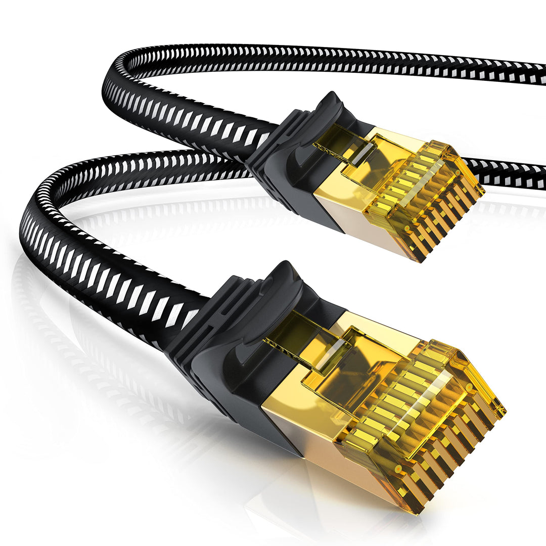 CSL - 30m CAT 7 Netzwerkkabel Flach 10 Gbit/s - Baumwollmantel - LAN Kabel Patchkabel Datenkabel - C