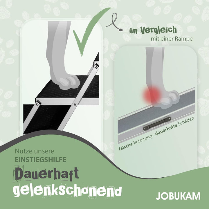 JOBUKAM Hundetreppe Auto 80cm - Extra Stabile 6 Stufen Hundeleiter bis 70kg - Faltbare Hundetreppe f