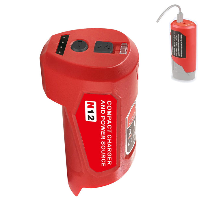 Upgrade für M12 USB Power Source Ladegerät Adapter, für Milwaukee 12V Akku, Typ-C Eingang, USB Ausga
