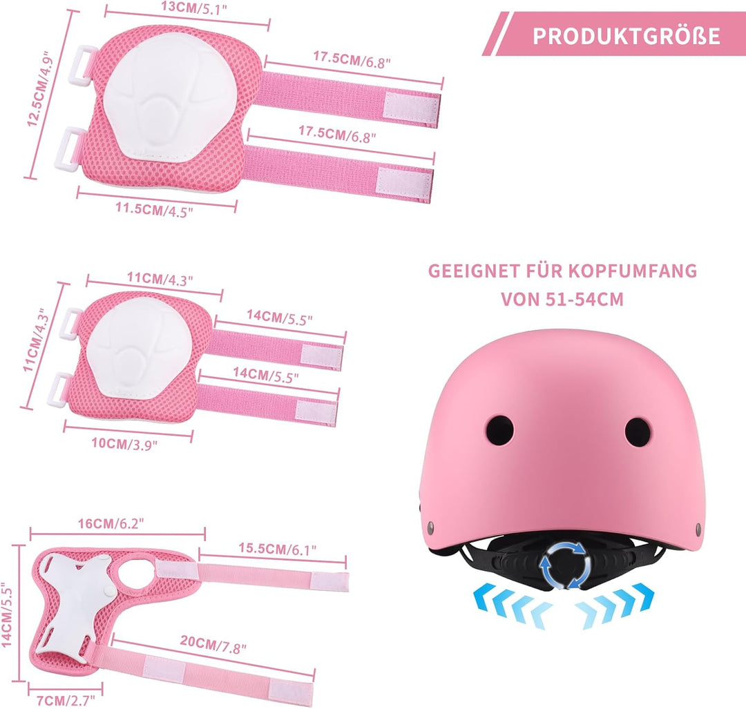 ZWOOS Kinder Knieschoner Set mit Helm, Inliner Schutzausrüstung Kinder 3-10 Jahre, Knieschützer Kind