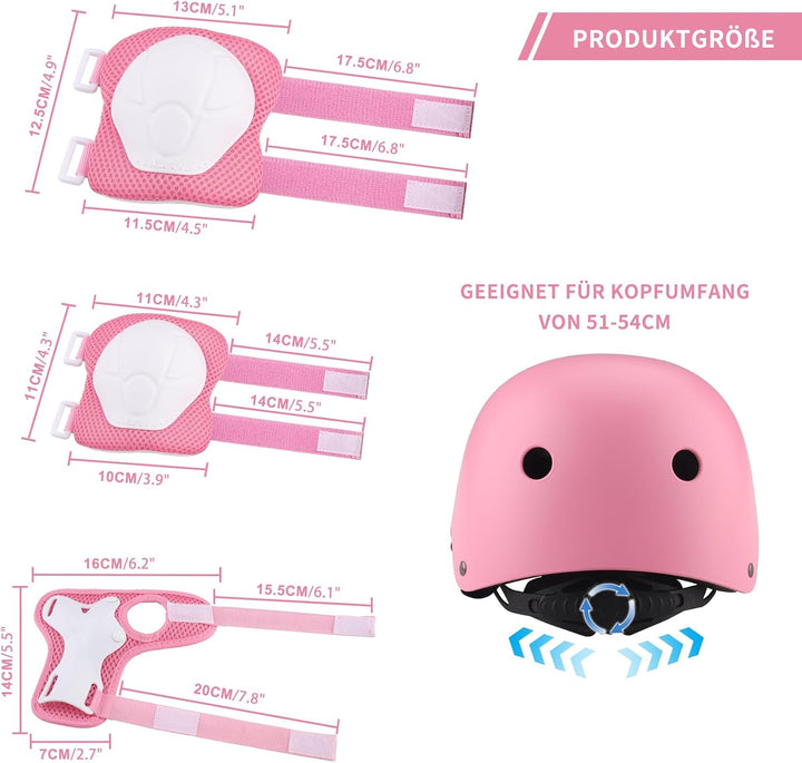 ZWOOS Kinder Knieschoner Set mit Helm, Inliner Schutzausrüstung Kinder 3-10 Jahre, Knieschützer Kind