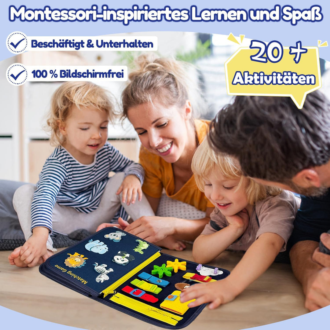 Qizfun Busy Board Montessori Spielzeug ab 1 2 3 4 Jahre – Kleinkinder Activity Board Motorikspielzeu