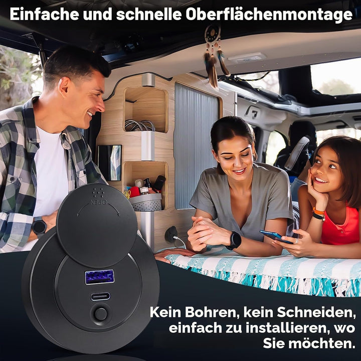 acegoo 2 x USB C Steckdose 12V Wohnmobil Buchse 50W, Typ C Anschluss PD3.0 30W QC3.0 20W, 12 Volt La