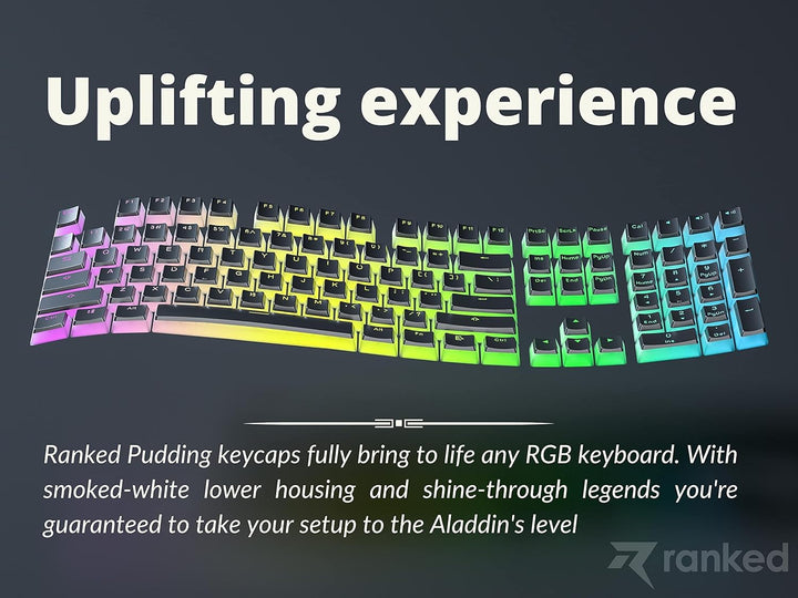 Ranked Pudding v2 PBT-Tastenkappen | 145 Double Shot Transluzent ANSI US- und ISO-Layout | OEM-Profi