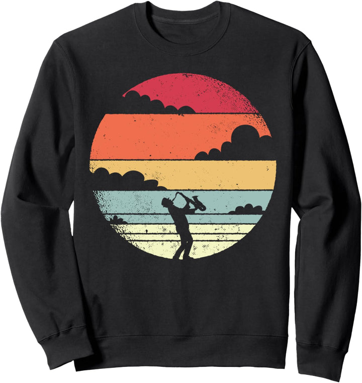 Retro Sonnenuntergang Geschenk Saxophonspieler Tenor Design Sweatshirt