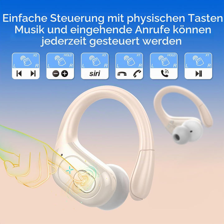 Aptkdoe In Ear Kopfhörer Kabellos Sport, Bluetooth 5.4 Kopfhörer mit ENC Mic, 75 Std Spielzeit, Anpa
