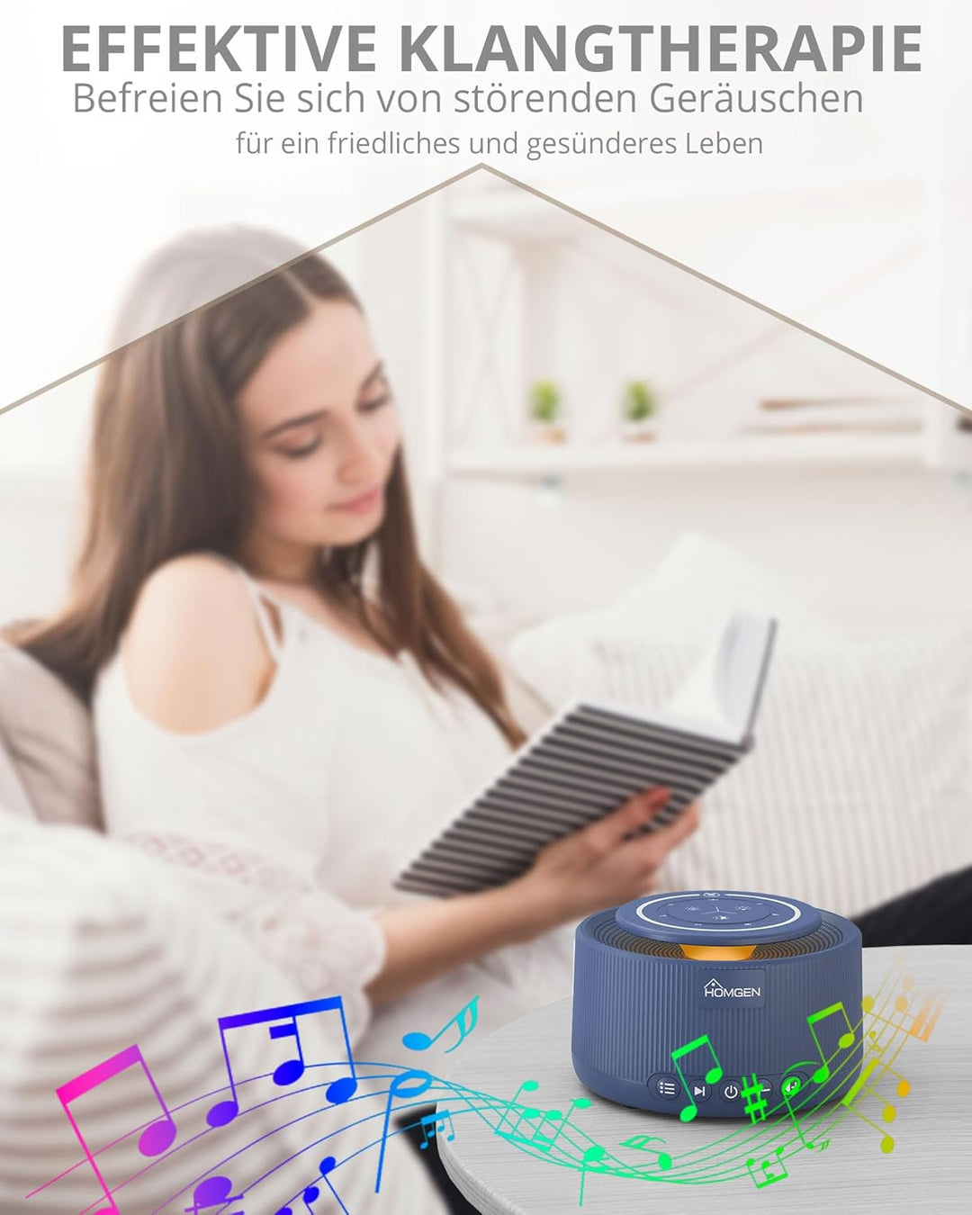 HOMGEN White Noise Machine Weisses Rauschen Maschine Einschlafhilfe Baby Erwachsene 30 Klänge & 30 S