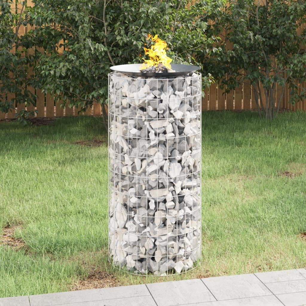 vidaXL Gabionen Feuerstelle, Gabione Feuerschale Feuerkorb, Steinkorb Gartenfeuer, Gartenkamin Stein