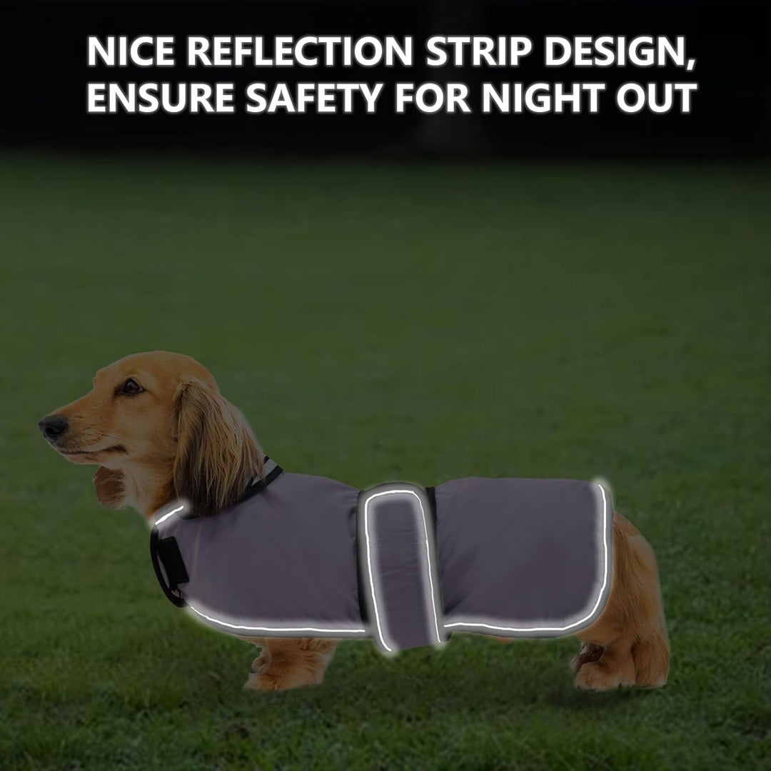 Geyecete Hunde Regenmantel,Einstellbar Wasserdicht Hundejacke für Dackel,Regenmantel mit reflektiere