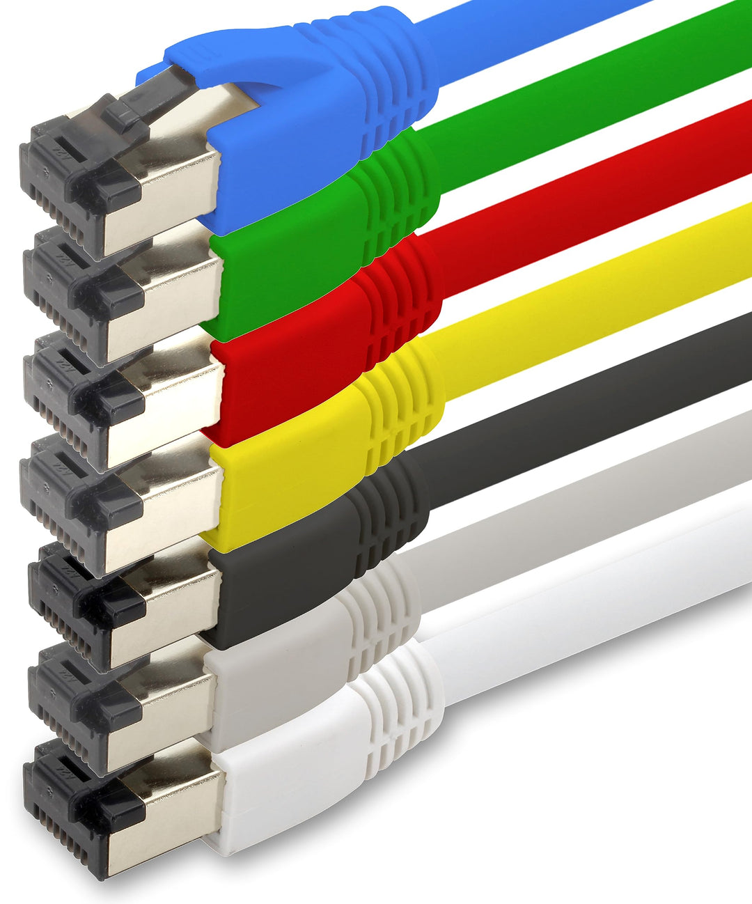 1aTTack.de 0,25m Cat 8 Netzwerkkabel CAT8 Kabel Farben Set - 7 Stück Cat.8 Lan 2000 Mhz 40 Gbit s 40
