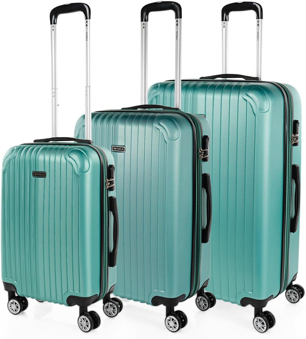 ITACA - 3er Kofferset Erweiterbar 55/66/76 cm ABS. 4 Rollen. Steif, widerstandsfähig und leicht. Hän