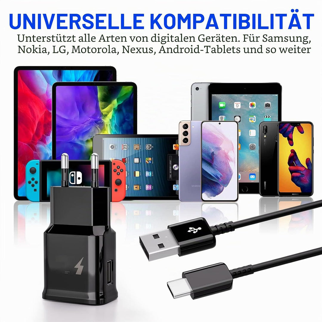 2-Pack Adaptives Schnell-Ladegerät, Schnellladegerät Netzteil mit USB C Ladekabel für Samsung Galaxy