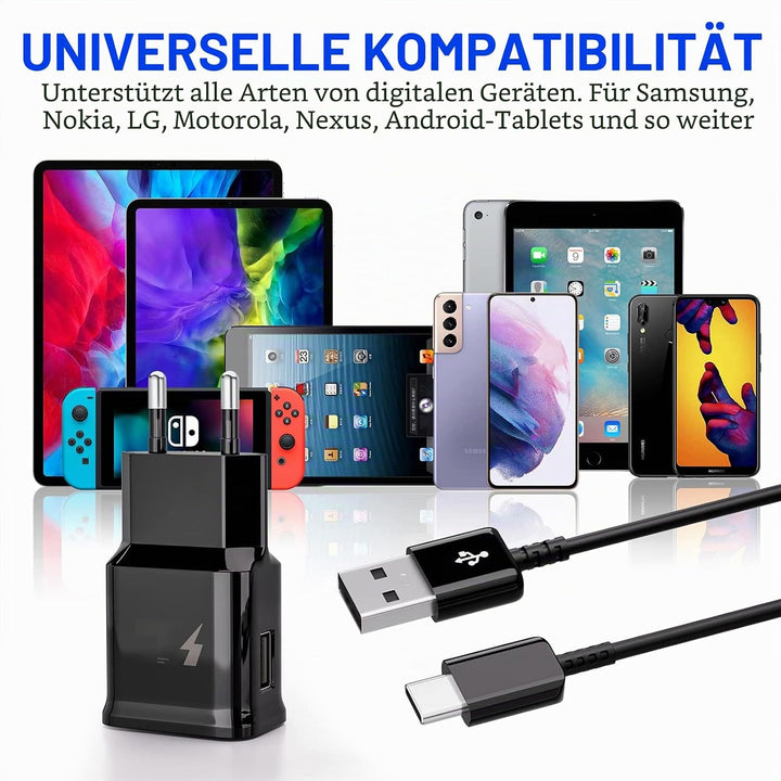 2-Pack Adaptives Schnell-Ladegerät, Schnellladegerät Netzteil mit USB C Ladekabel für Samsung Galaxy