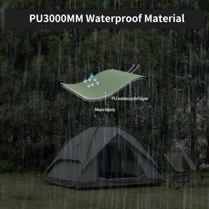 Naturehike Pop Up Zelt Wurfzelte Automatik Campingzelt 3-4 Personen Doppeldeck Kuppelzelt Grosses Fa