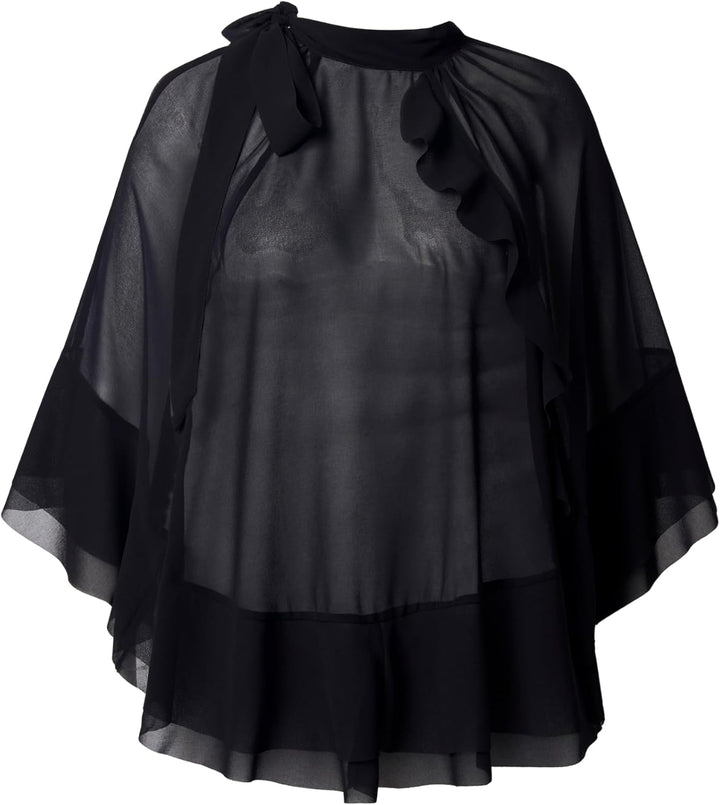 Ulla Popken Damen Bluse Schwarz 50-56, Schwarz 50-56
