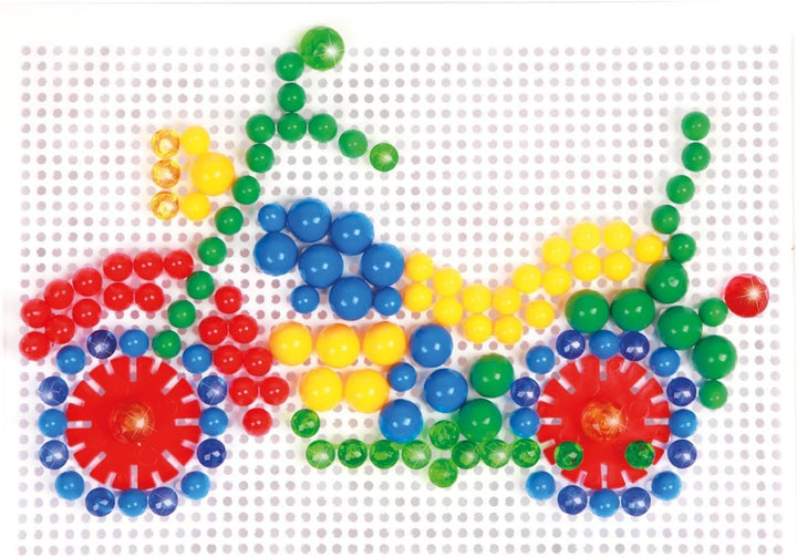Lena 35710 - Mosaik Steckspiel &amp; Rondi Spielset 3 in 1, mit 240 Mosaiksteckern 10 mm und 15 mm, 2 St