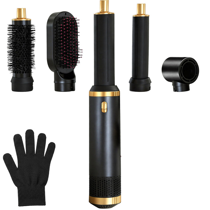 Retoo Thermobürste 5 in 1, Thermal Brush Blowout Haarstyler mit Lockenaufsätzen, Lockenbürste für Vo