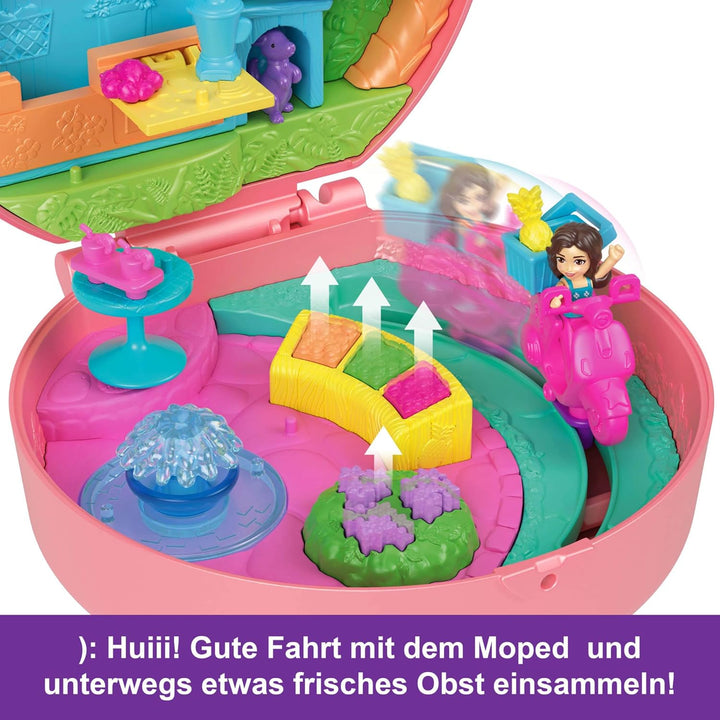 Polly Pocket-Puppen und Spielset, Adventure Moped-Schatulle, Reisespielzeug mit 2 kleinen Puppen und