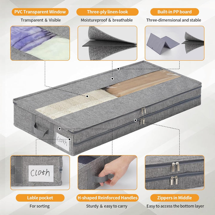 GARPROVM Stabil Unterbett Aufbewahrungsbox 3er Set, 85x40x12cm Formstabil Unterbettkommode Unterbett