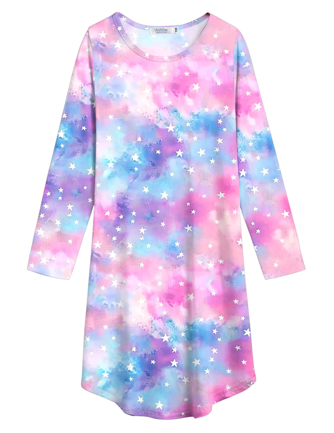 Arshiner Mädchen Nachthemd Langarm Kinder Nachtkleid mit Niedlichen Prints Schlafanzug Kleid Nightdr