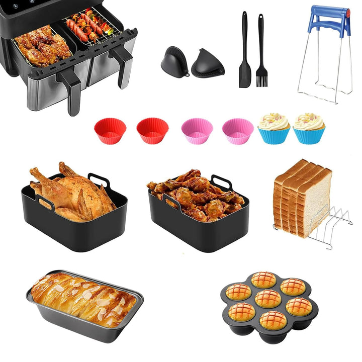19PCS Zubehör Heissluftfritteuse für Ninja Foodi AF400EU AF300EU AF500EU, Airfryer Zubehör Silikonfo