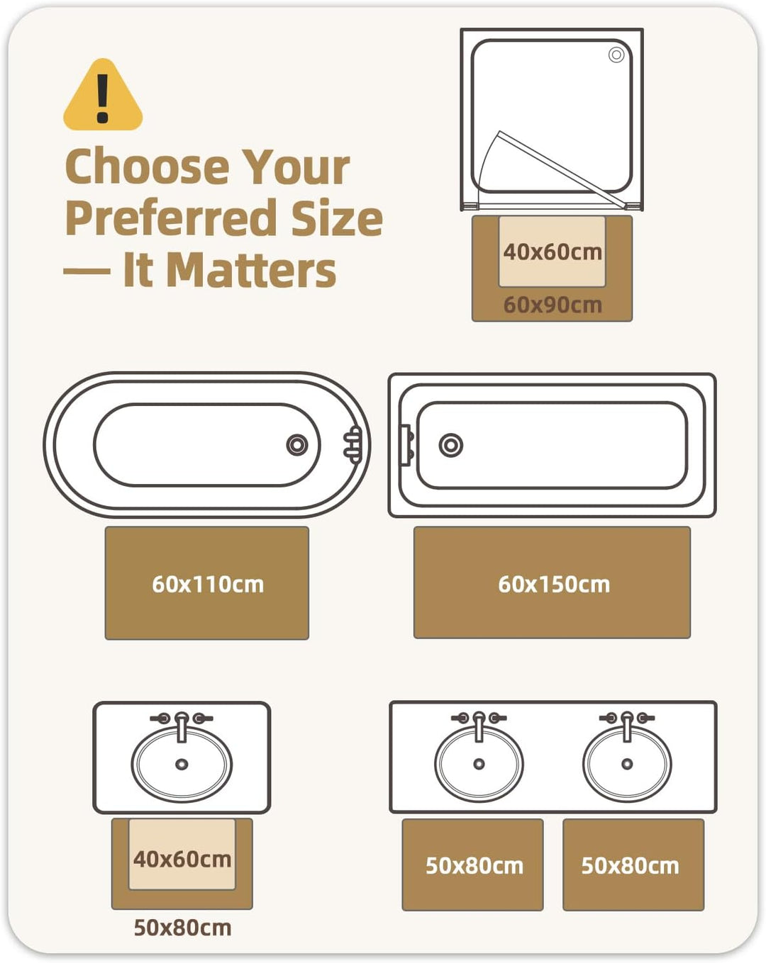 Color G Badezimmerteppich 60 x 90cm, rutschfest Badematte, Badvorleger rutschfest waschbar, Badteppi