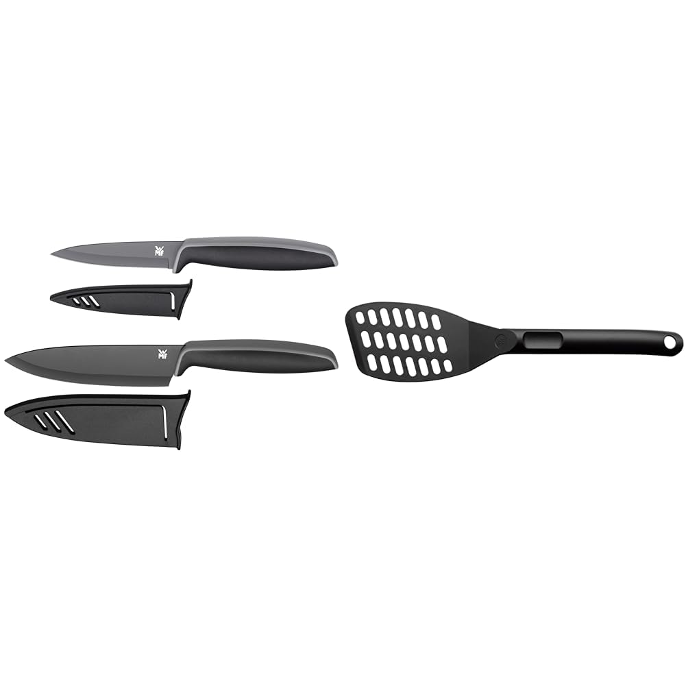 WMF Touch Messerset 2-teilig, Küchenmesser mit Schutzhülle, schwarz & Pfannenwender Kunststoff 31 cm